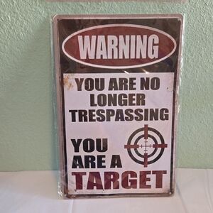 Warning Metal Sign with Target Design